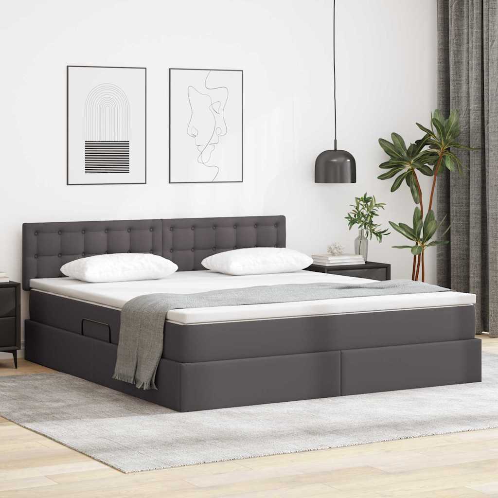 Krevet s prostorom za pohranu s LED-om Siva 160 x 200 cm