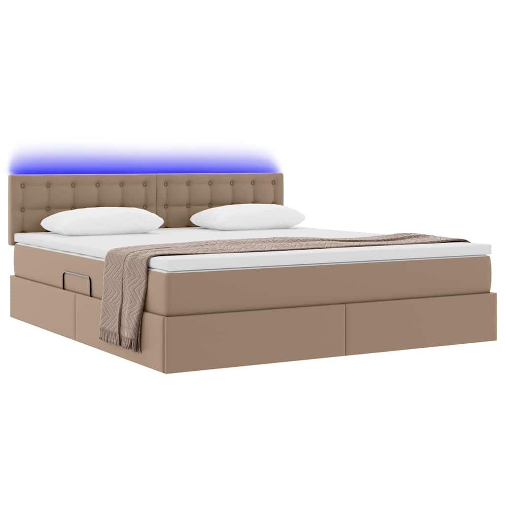 Krevet s prostorom za pohranu s LED-om Kapućino 180 x 200 cm