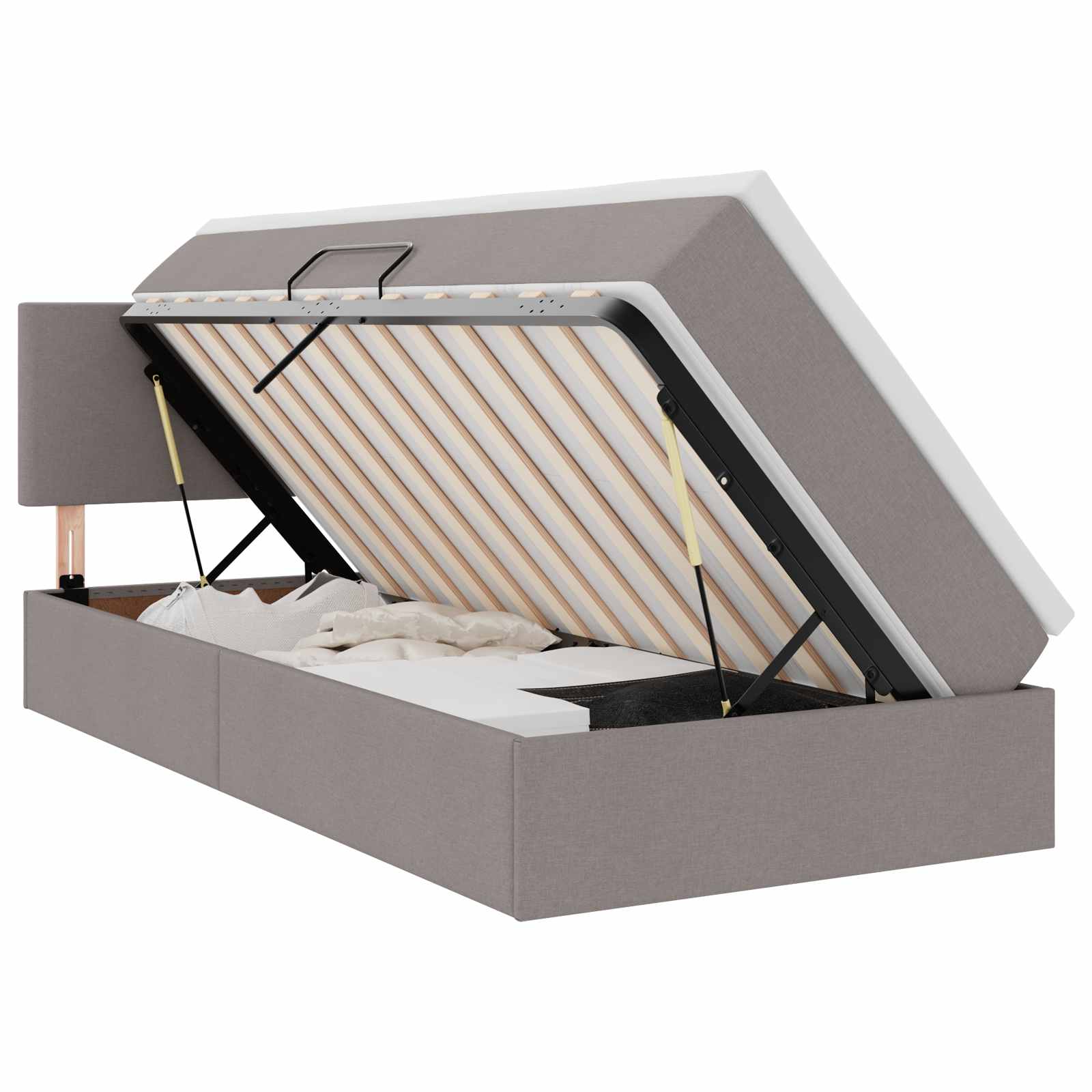 Krevet s prostorom za pohranu s LED-om Sivo-smeđa 90 x 190 cm