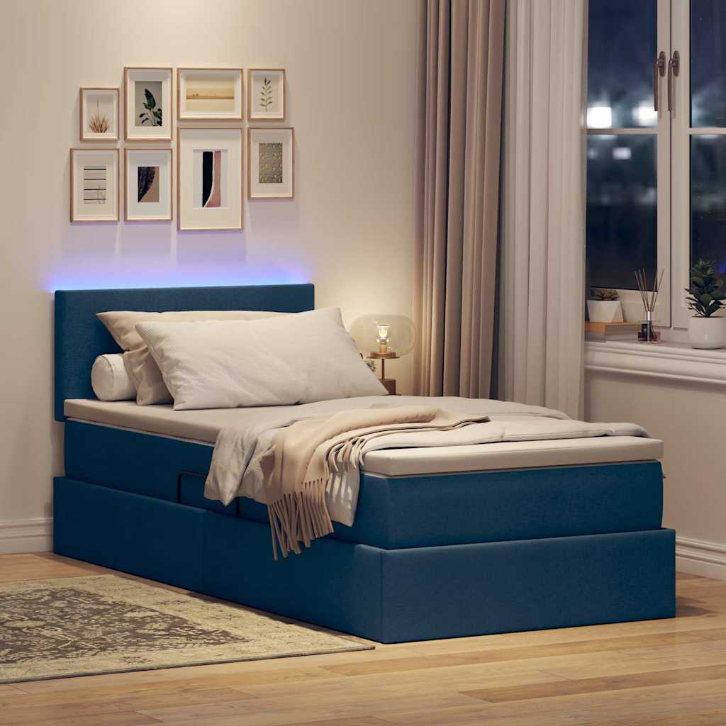 Krevet s prostorom za pohranu s LED-om Plava 90 x 190 cm