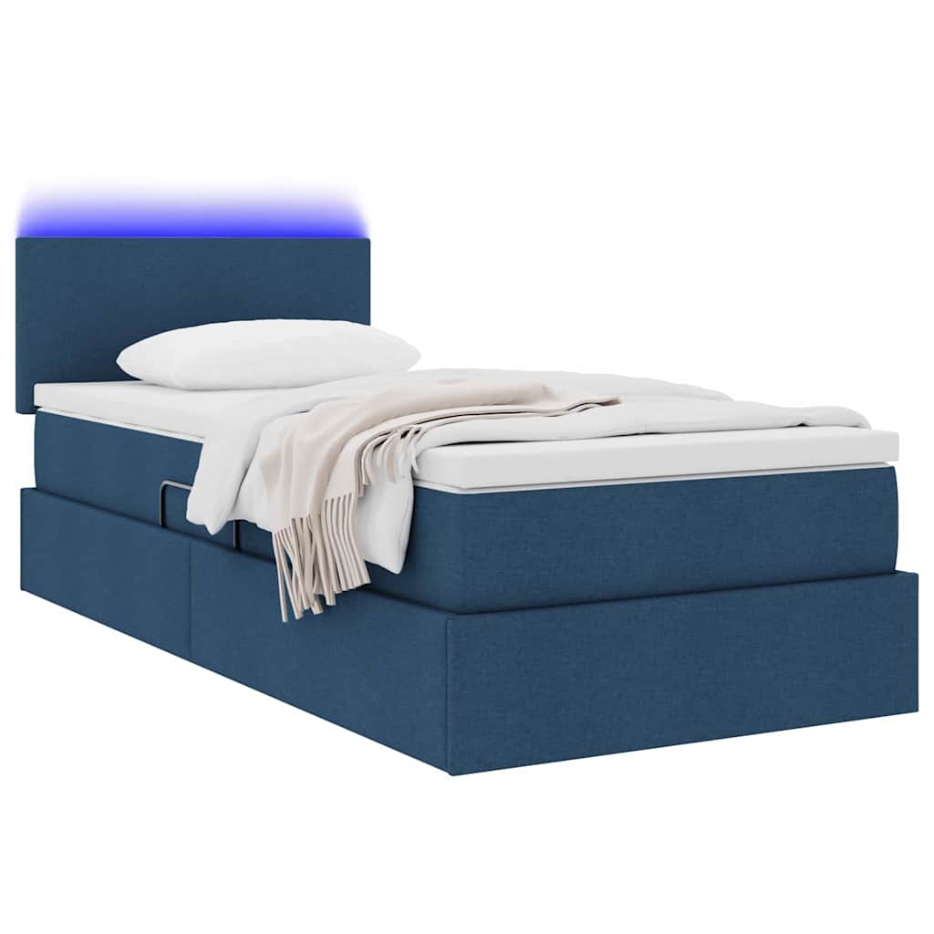 Krevet s prostorom za pohranu s LED-om Plava 90 x 190 cm