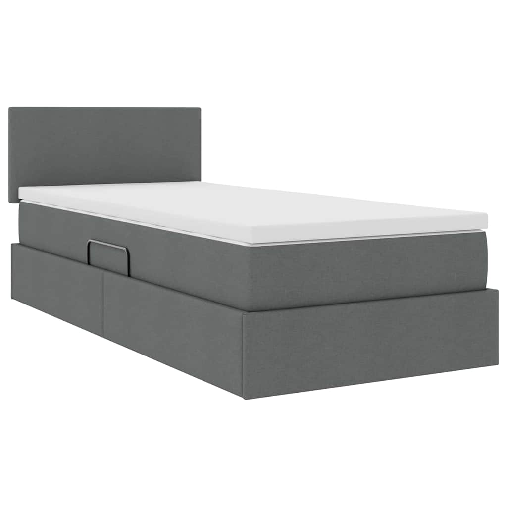 Krevet s prostorom za pohranu s LED-om Tamno siva 90 x 200 cm