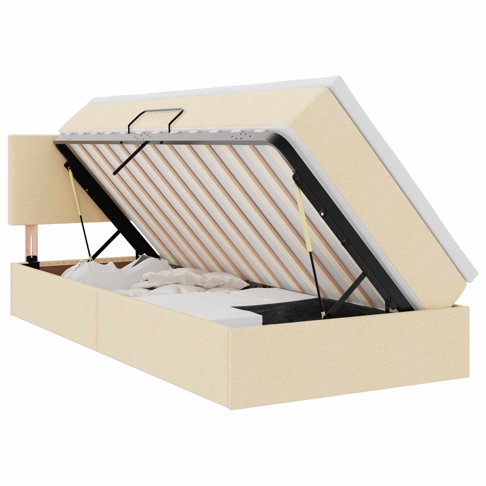 Krevet s prostorom za pohranu s LED-om Krema 100 x 200 cm