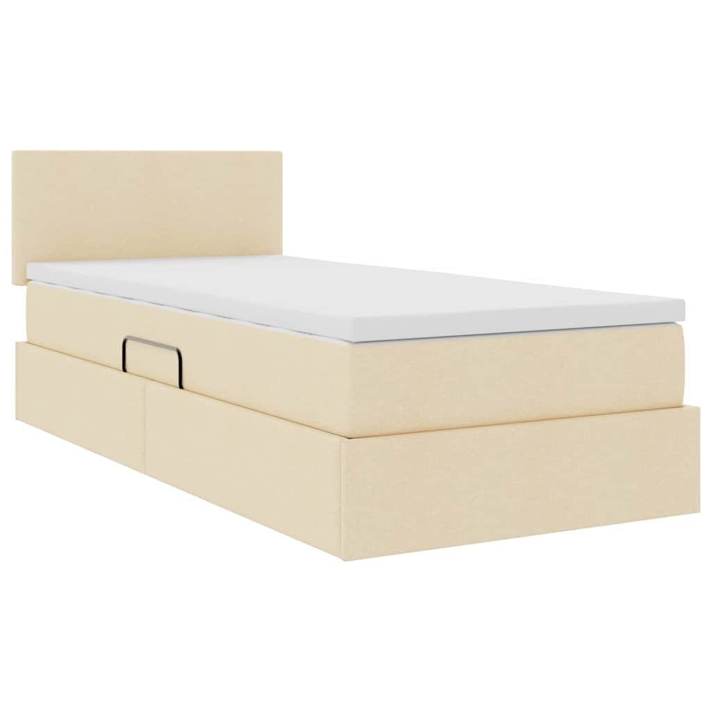 Krevet s prostorom za pohranu s LED-om Krema 100 x 200 cm