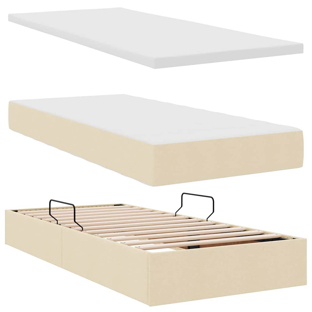 Krevet s prostorom za pohranu s LED-om Krema 100 x 200 cm