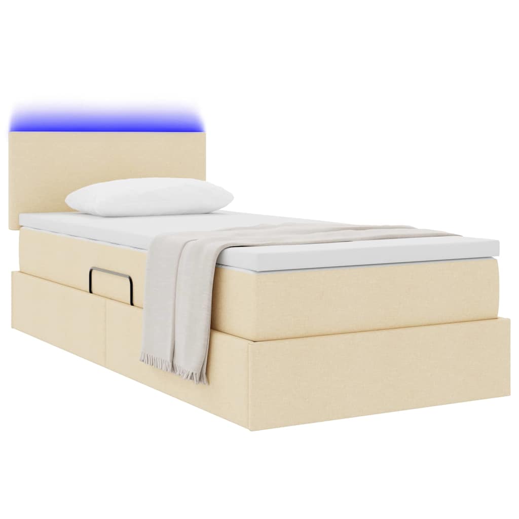 Krevet s prostorom za pohranu s LED-om Krema 100 x 200 cm