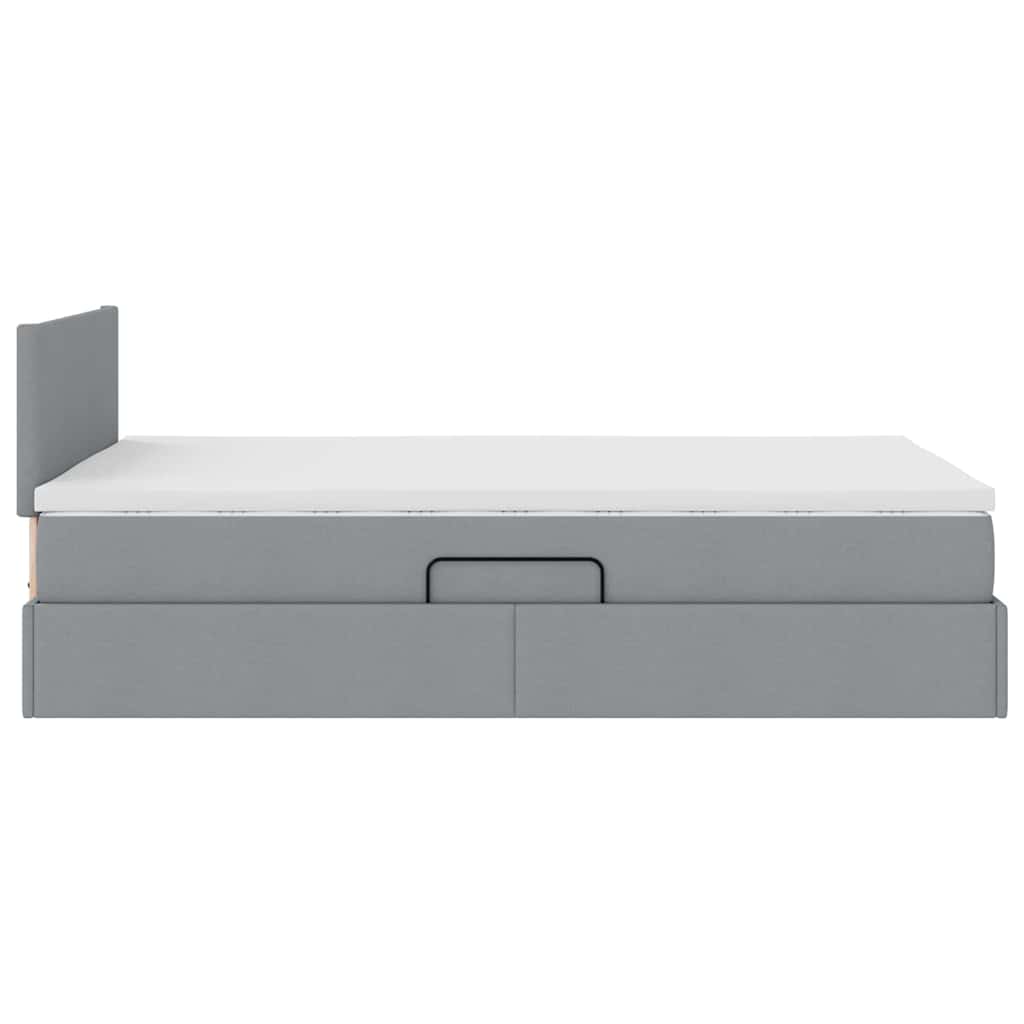 Krevet s prostorom za pohranu s LED-om Svijetlo siva tkanina