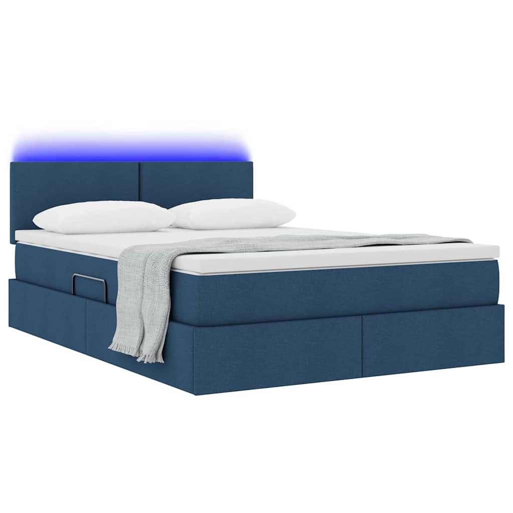 Krevet s prostorom za pohranu s LED-om Plava 140 x 190 cm
