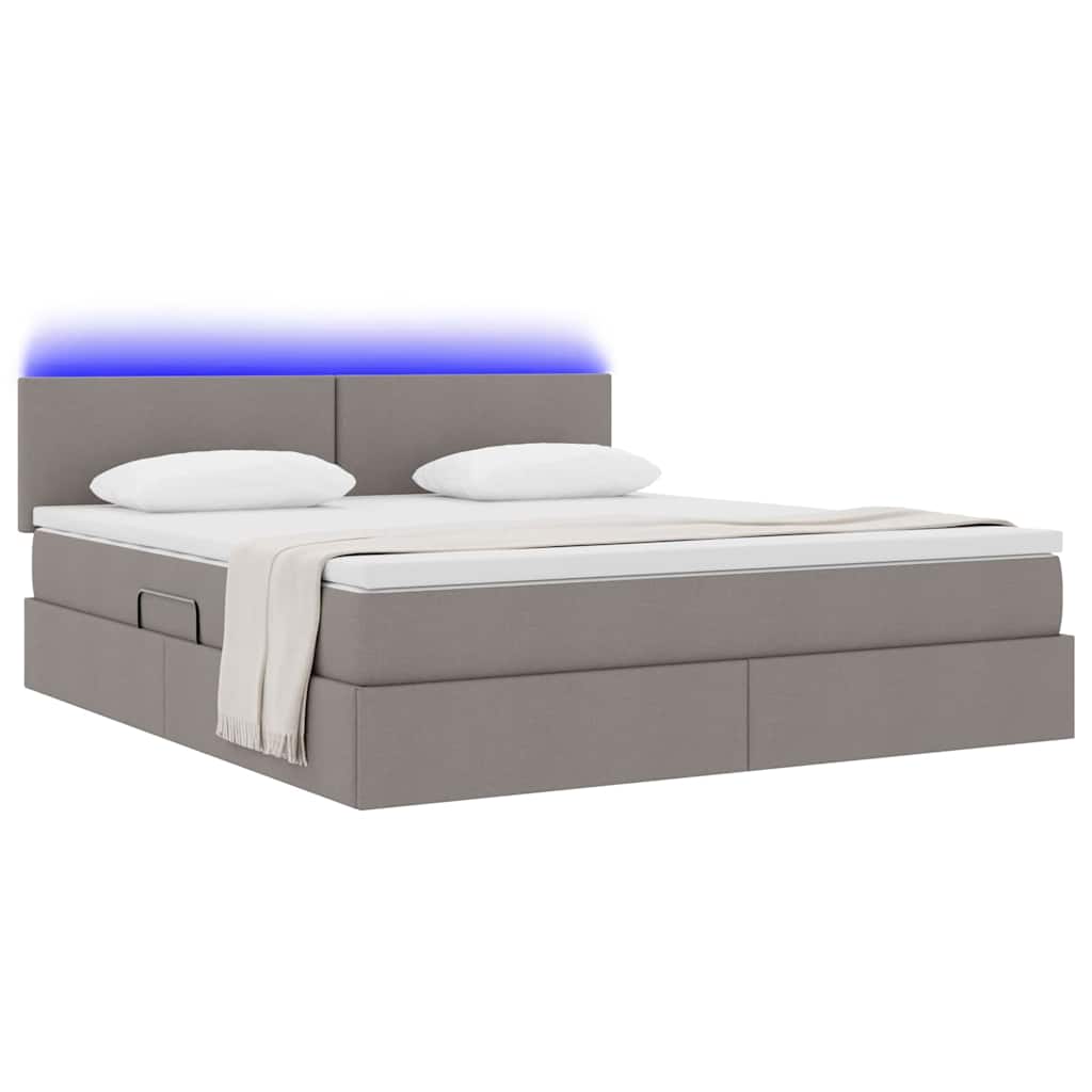 Krevet s prostorom za pohranu s LED-om Sivo-smeđa 160 x 200 cm