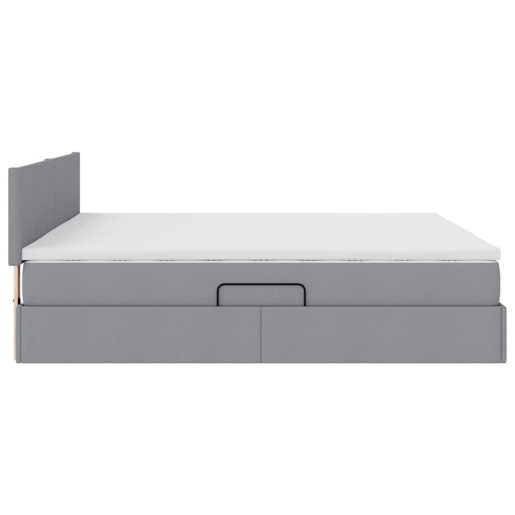 Krevet s prostorom za pohranu s LED-om Svijetlo siva tkanina