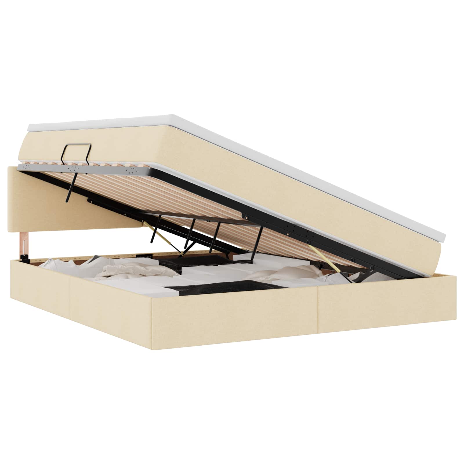 Krevet s prostorom za pohranu s LED-om Krema 180 x 200 cm
