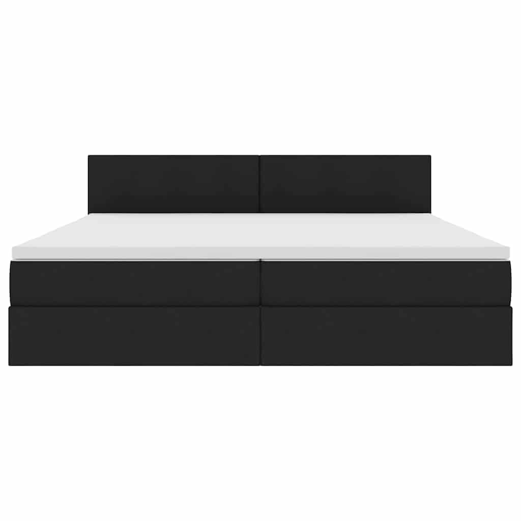 LED krevet za pohranu s madracem Crna 200 x 200 cm Tkanina