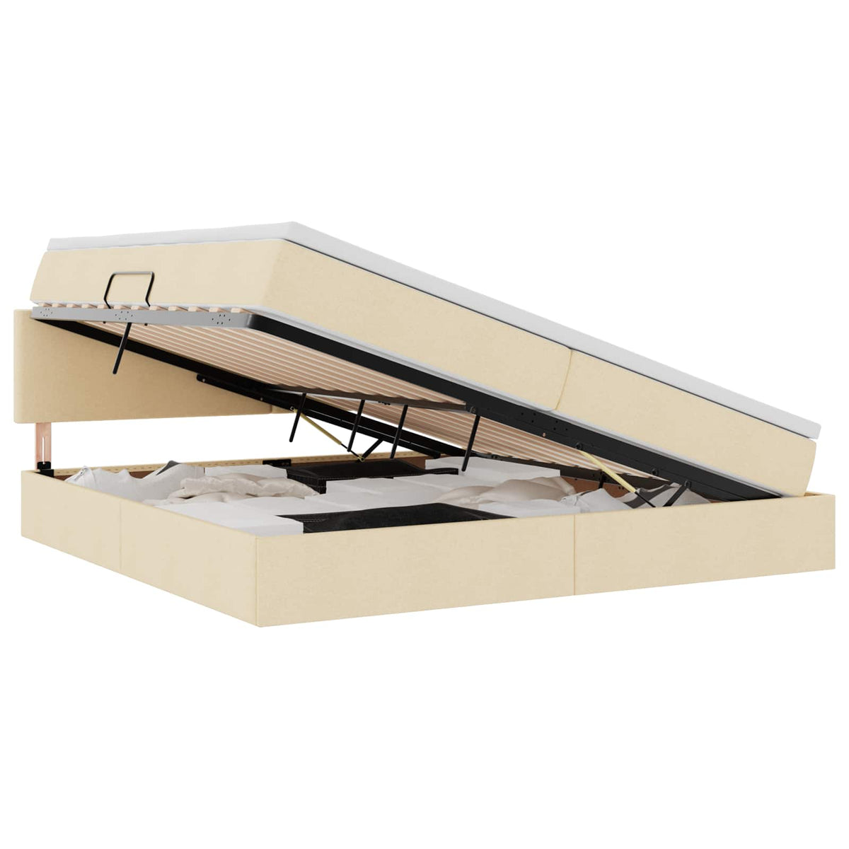 Krevet s prostorom za pohranu s LED-om Krema 200 x 200 cm