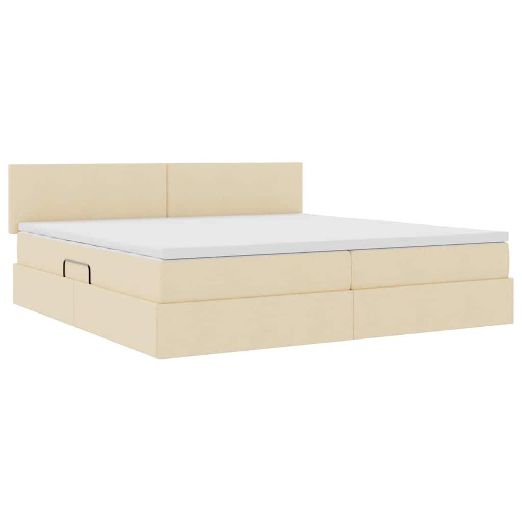 Krevet s prostorom za pohranu s LED-om Krema 200 x 200 cm