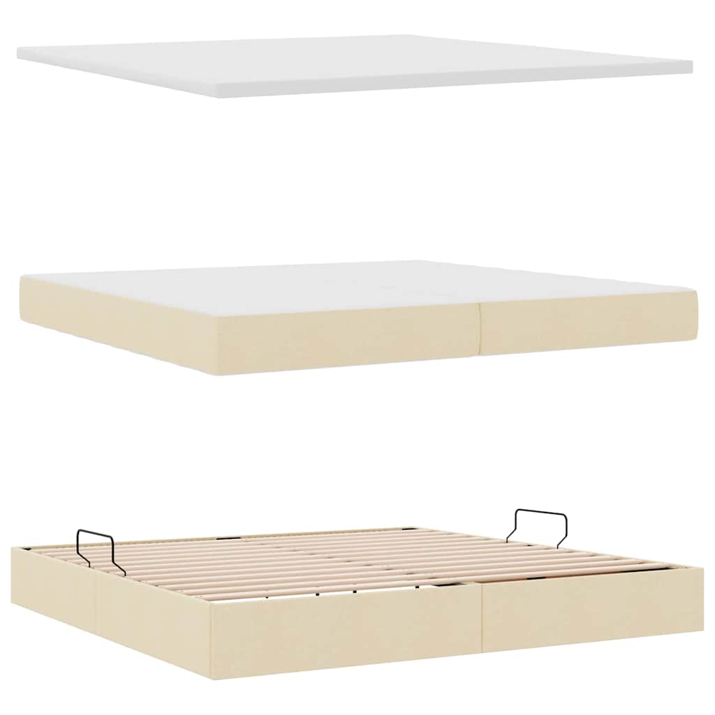 Krevet s prostorom za pohranu s LED-om Krema 200 x 200 cm
