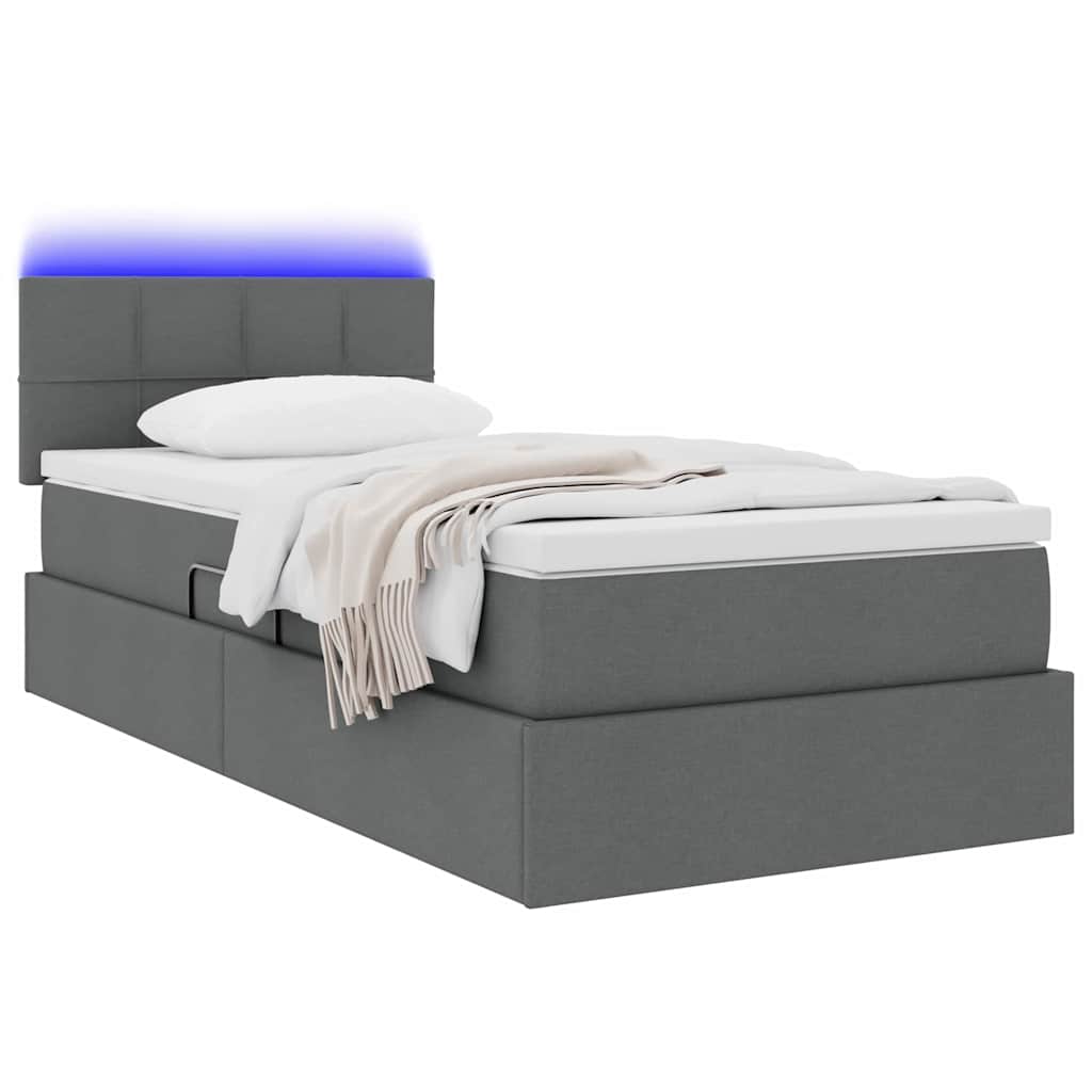 Krevet s prostorom za pohranu s LED-om Tamno siva 90 x 190 cm