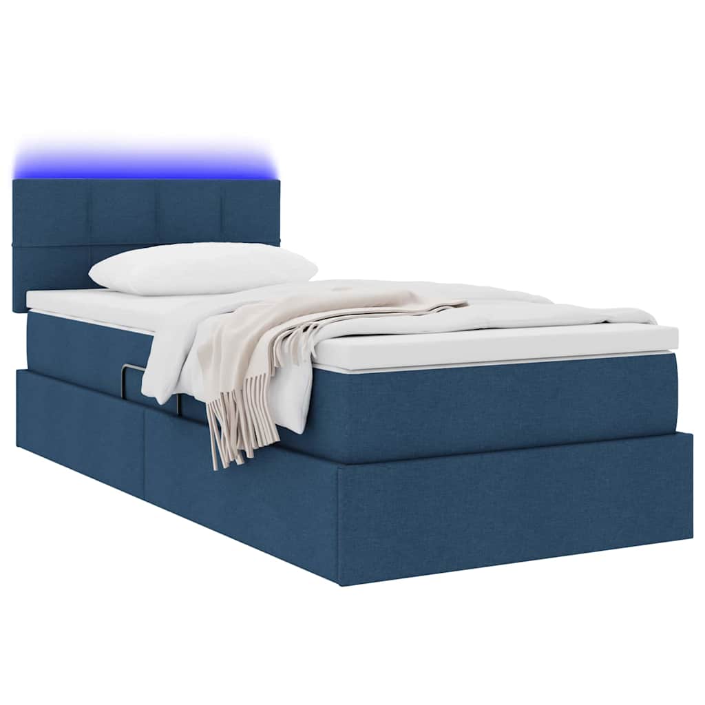 Krevet s prostorom za pohranu s LED-om Plava 90 x 190 cm