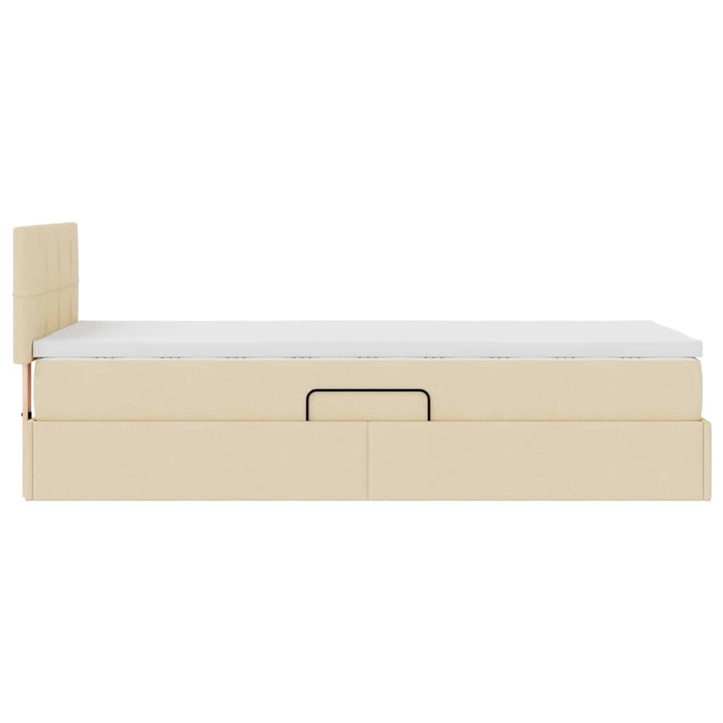 LED krevet za pohranu s madracem Krema 90 x 200 cm Tkanina