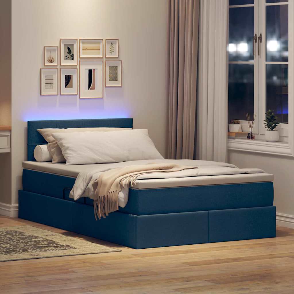 Krevet s prostorom za pohranu s LED-om Plava 120 x 200 cm