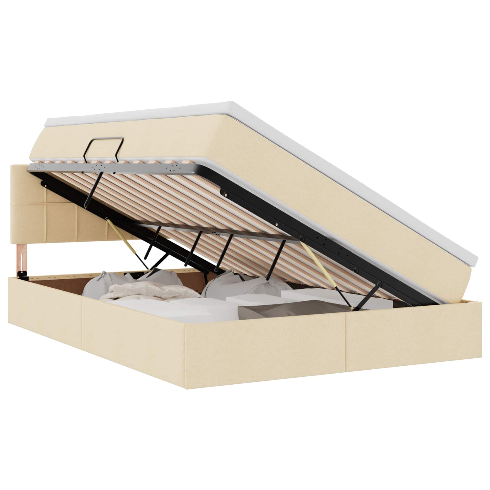 Krevet s prostorom za pohranu s LED-om Krema 140 x 190 cm