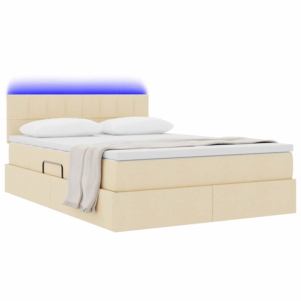 Krevet s prostorom za pohranu s LED-om Krema 140 x 200 cm