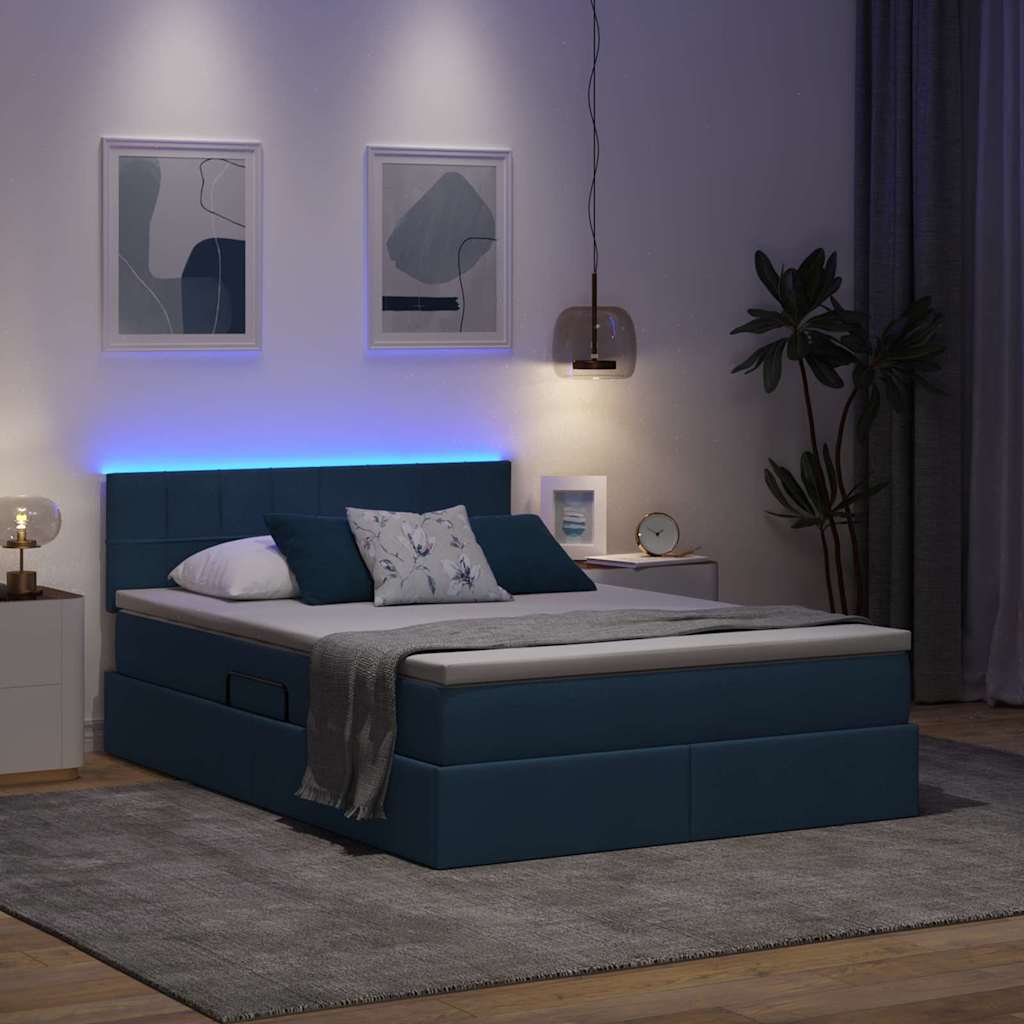 Krevet s prostorom za pohranu s LED-om Plava 140 x 200 cm