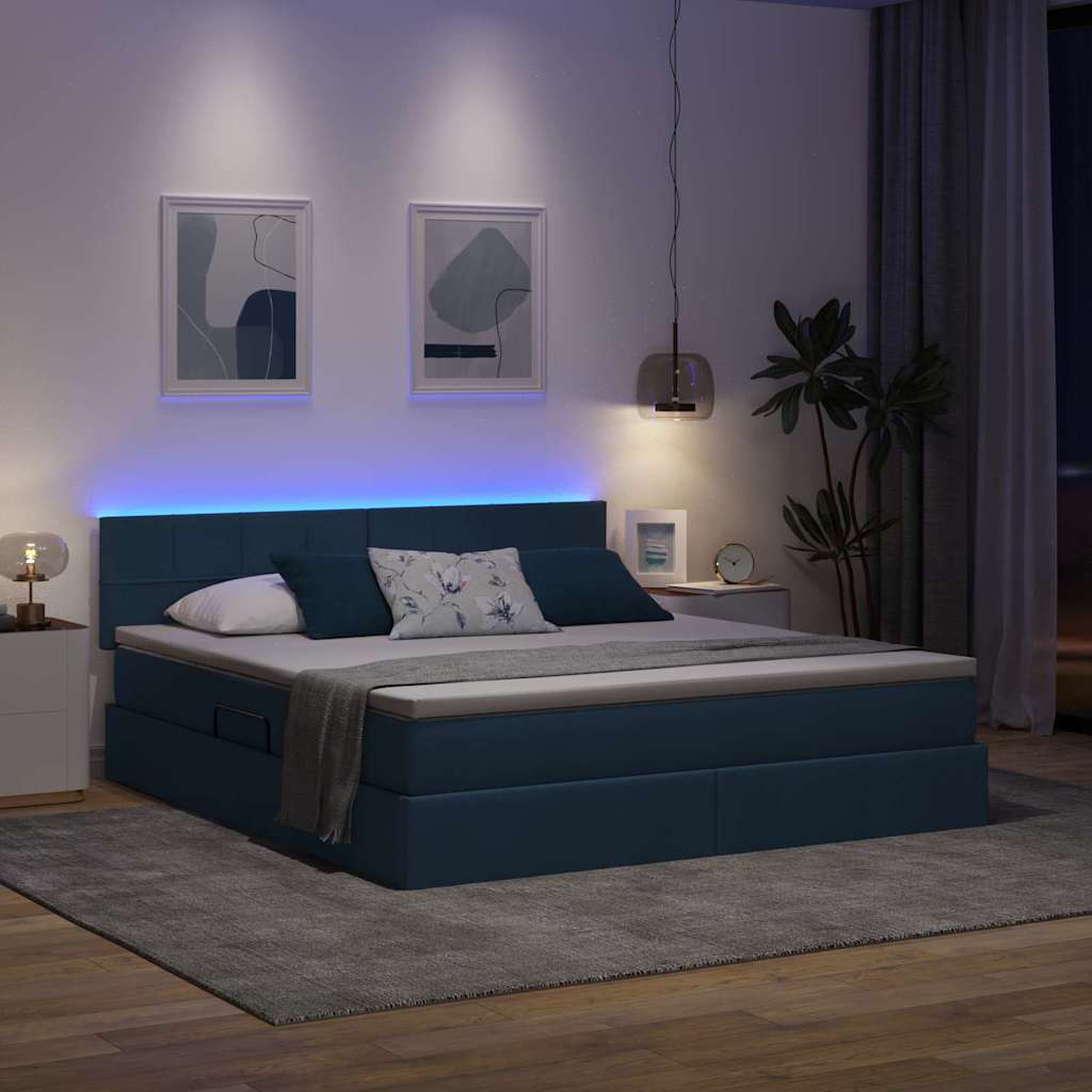 Krevet s prostorom za pohranu s LED-om Plava 160 x 200 cm