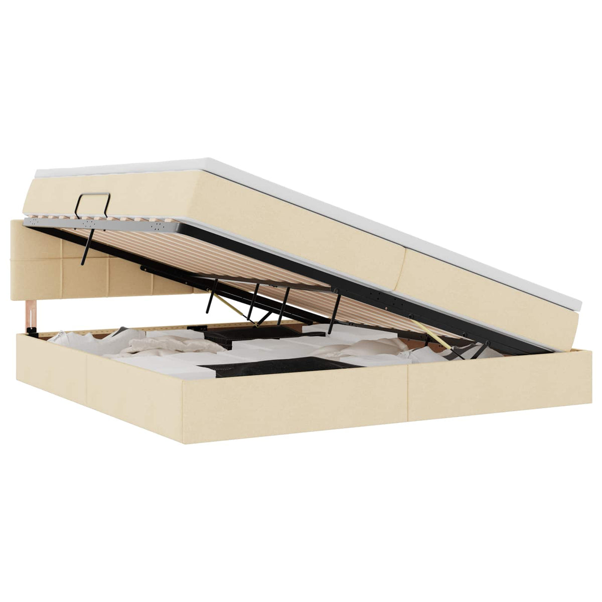 Krevet s prostorom za pohranu s LED-om Krema 200 x 200 cm