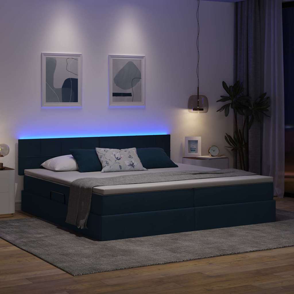 Krevet s prostorom za pohranu s LED-om Plava 200 x 200 cm