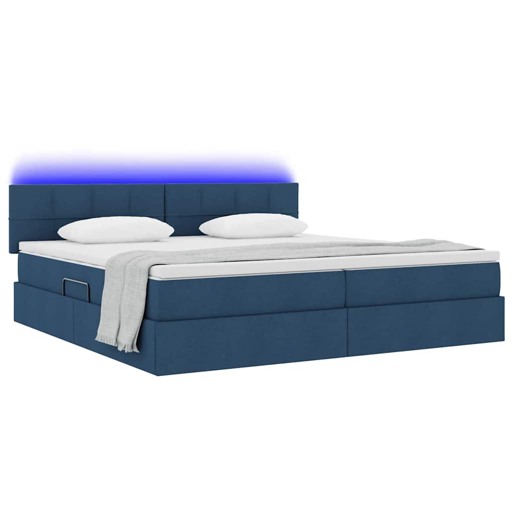 Krevet s prostorom za pohranu s LED-om Plava 200 x 200 cm