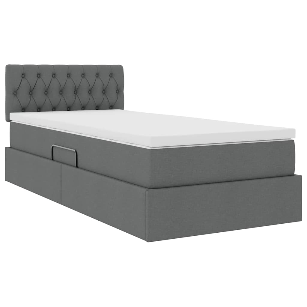 Krevet s prostorom za pohranu s LED-om Tamno siva 90 x 190 cm