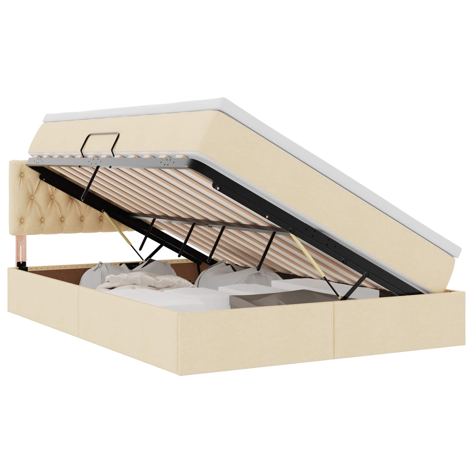 Krevet s prostorom za pohranu s LED-om Krema 140 x 190 cm