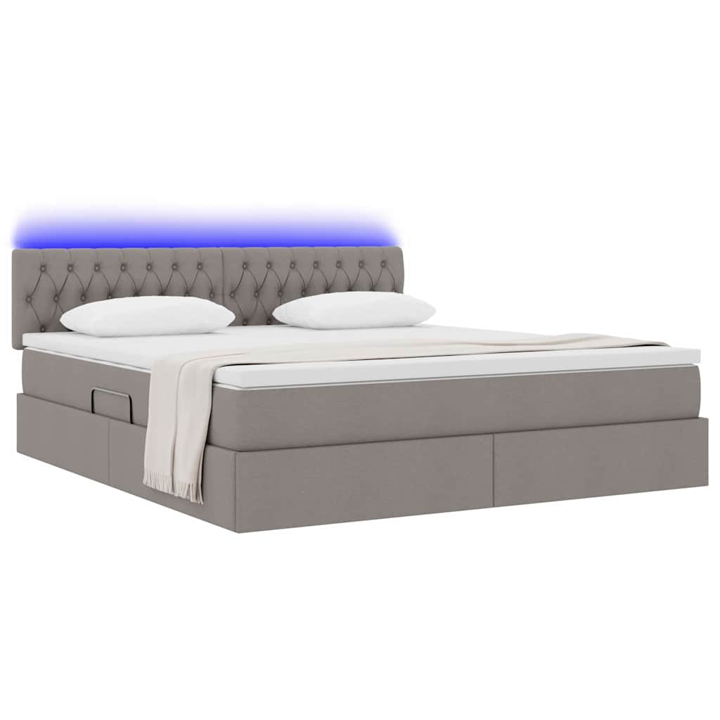 Krevet s prostorom za pohranu s LED-om Sivo-smeđa 160 x 200 cm