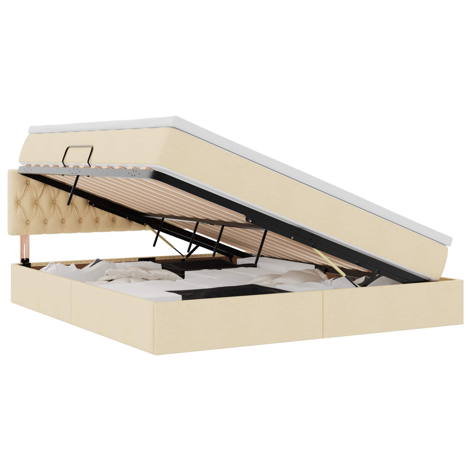 Krevet s prostorom za pohranu s LED-om Krema 160 x 200 cm