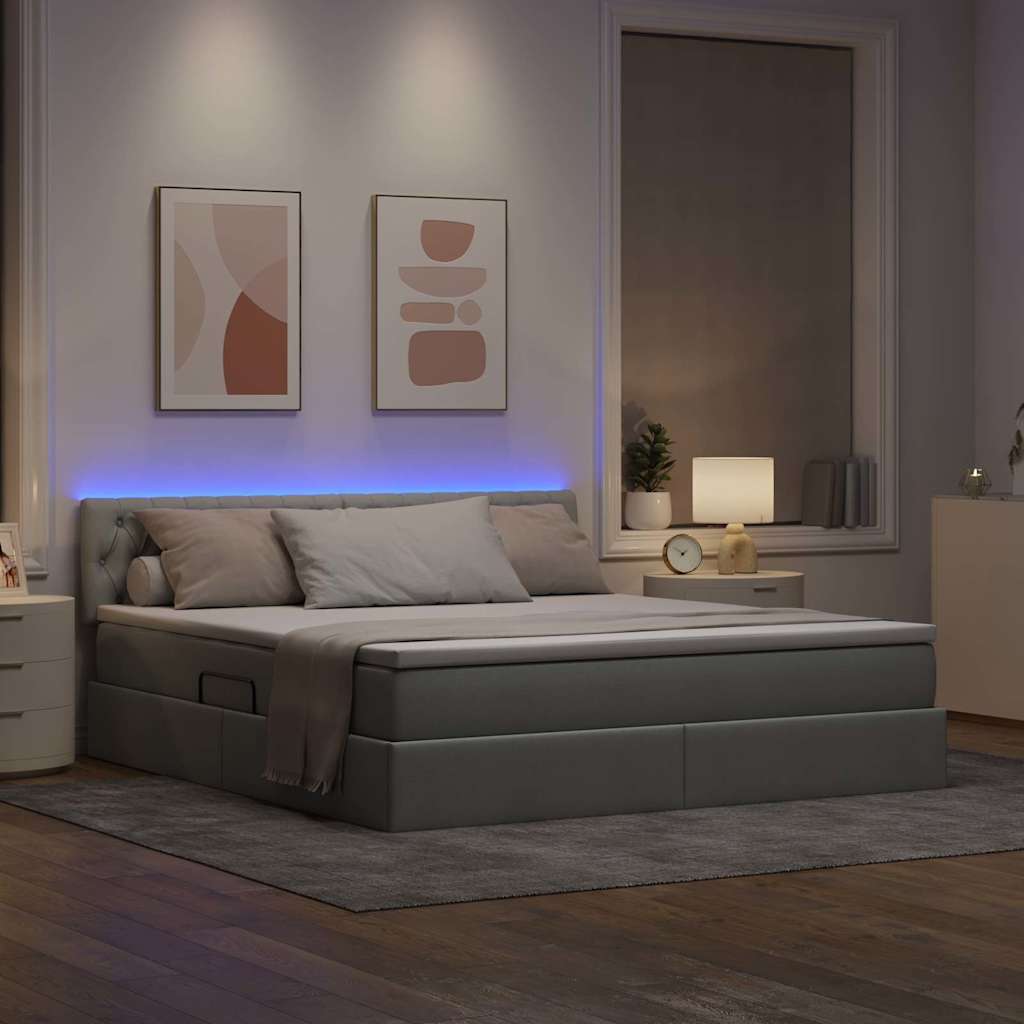 LED krevet za pohranu s madracem Svjetlosiva 180 x 200 cm