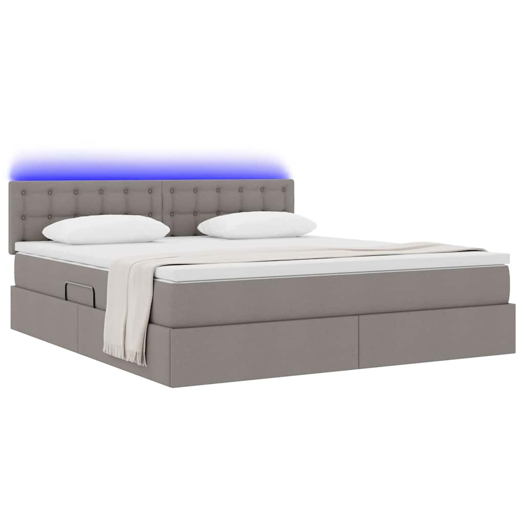 Krevet s prostorom za pohranu s LED-om Sivo-smeđa 160 x 200 cm
