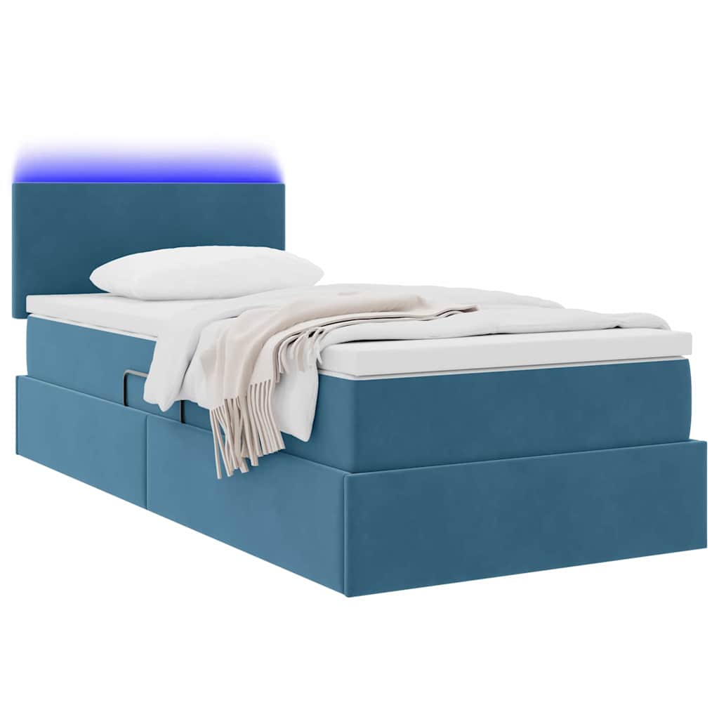 Krevet s prostorom za pohranu s LED-om Tamno plava 90 x 200 cm