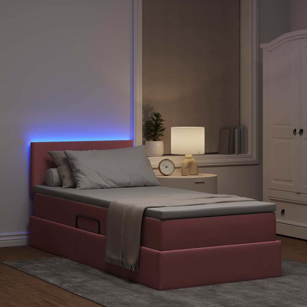 Krevet s prostorom za pohranu s LED-om Ružičasta 90 x 200 cm
