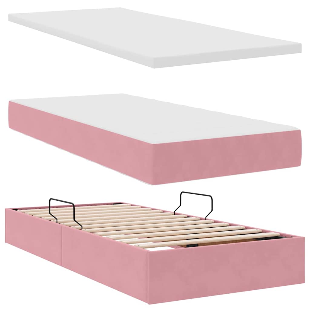 Krevet s prostorom za pohranu s LED-om Ružičasta 90 x 200 cm
