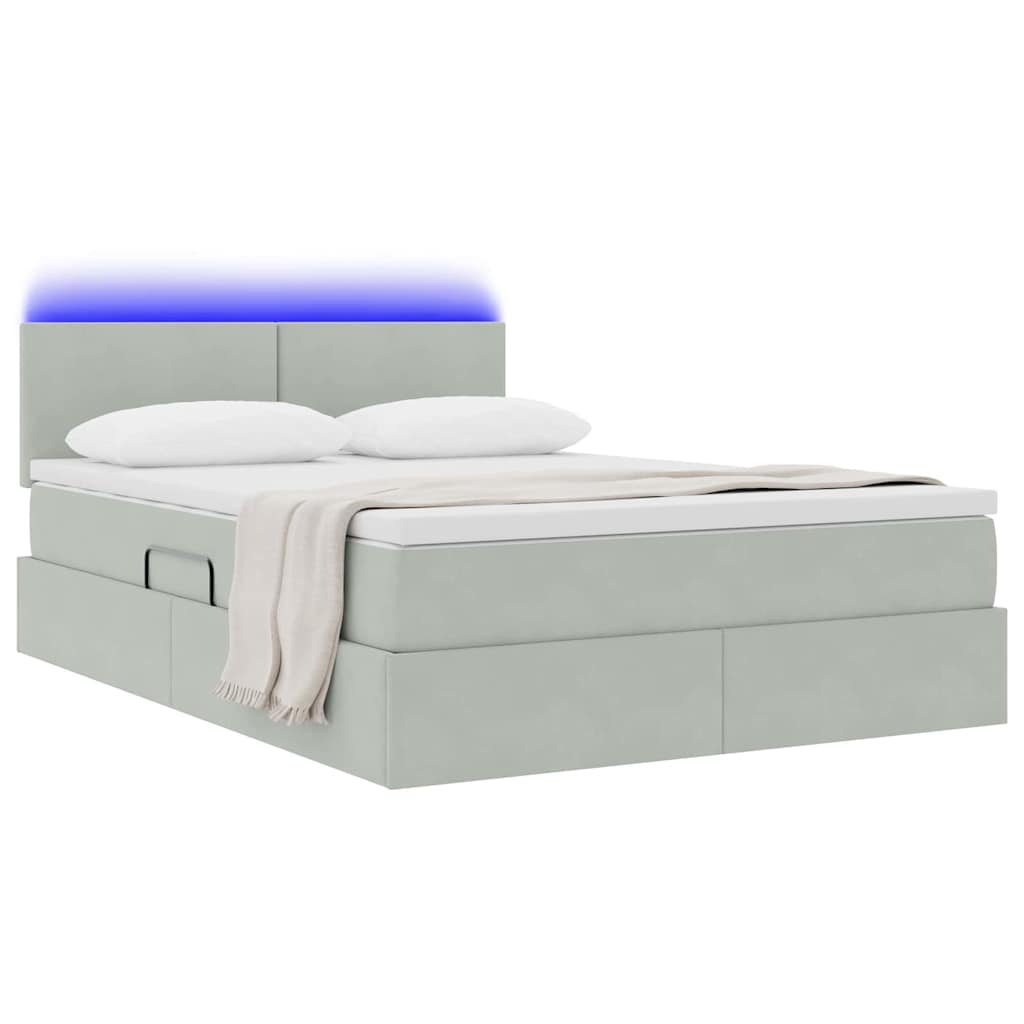 Krevet s prostorom za pohranu s LED-om 140 x 190 cm Baršun
