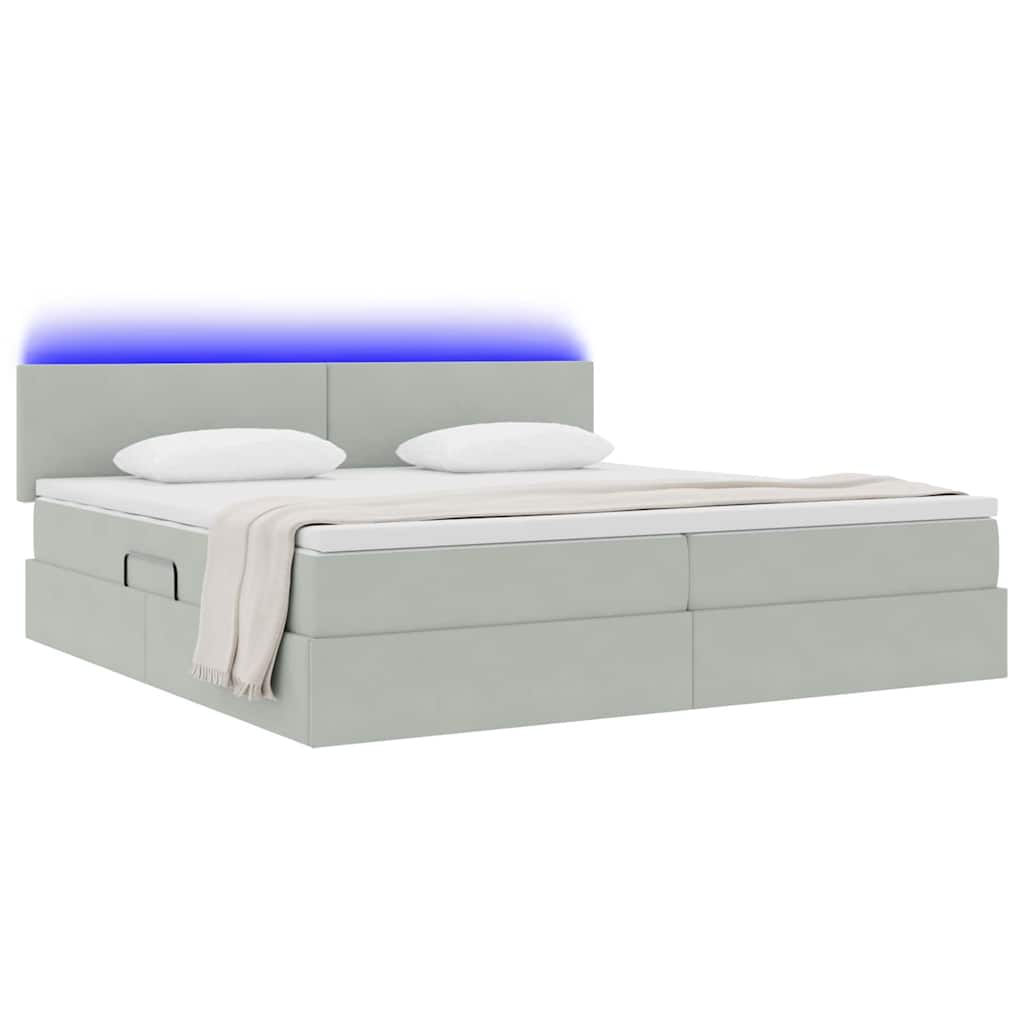 LED krevet za pohranu s madracem Svjetlosiva 200 x 200 cm