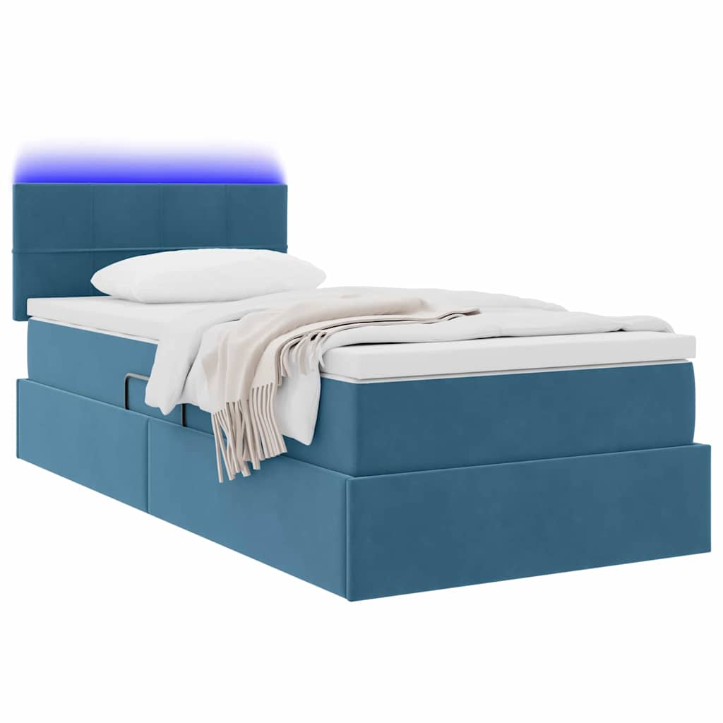 Krevet s prostorom za pohranu s LED-om Tamno plava 90 x 200 cm