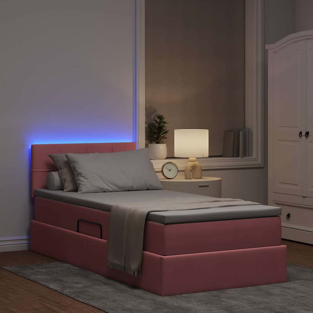 Krevet s prostorom za pohranu s LED-om Ružičasta 90 x 200 cm