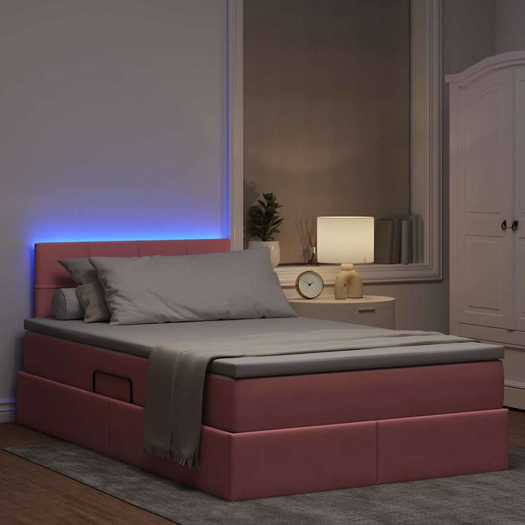 Krevet s prostorom za pohranu s LED-om Ružičasta 120 x 200 cm