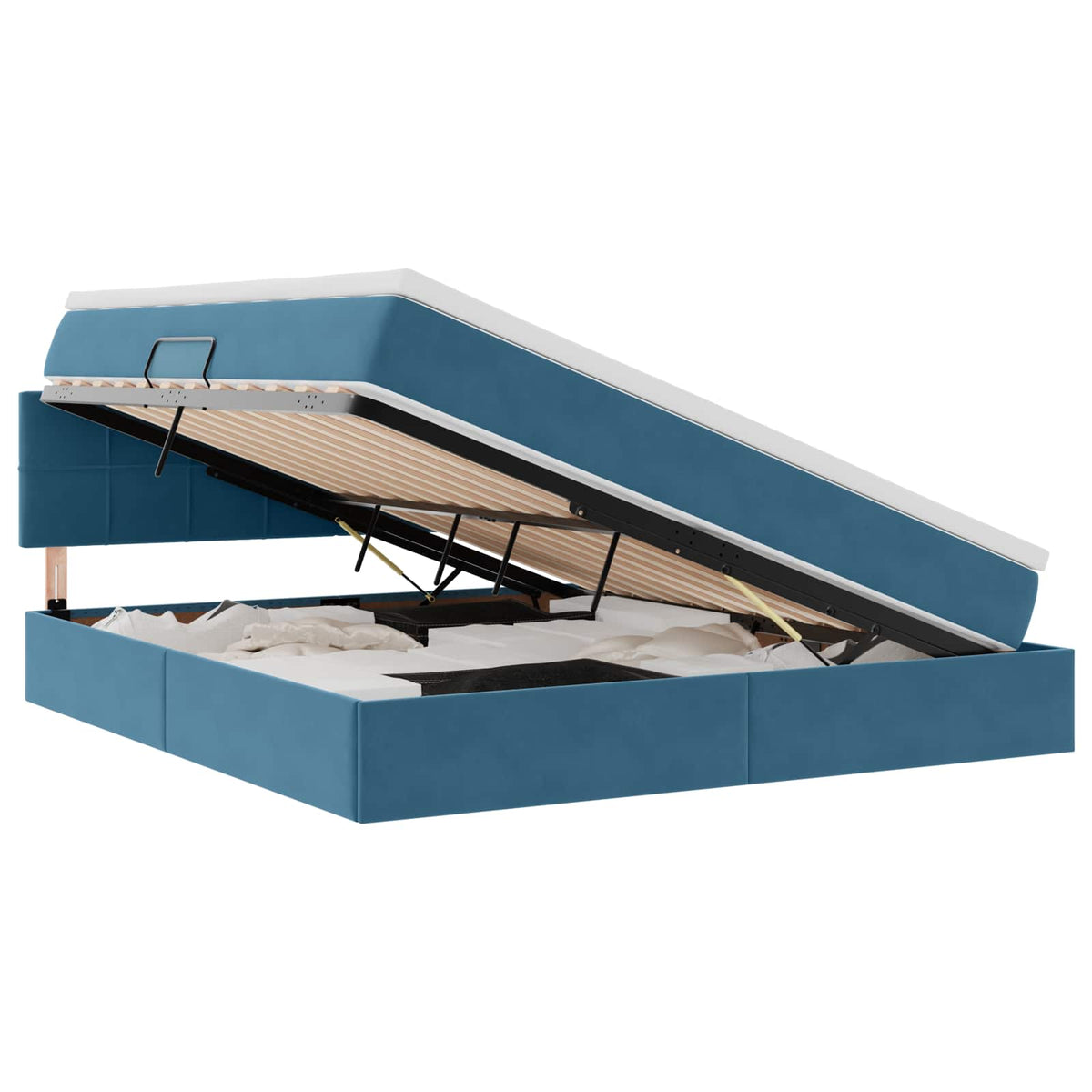 Krevet s prostorom za pohranu s LED-om Tamno plava 160 x 200 cm