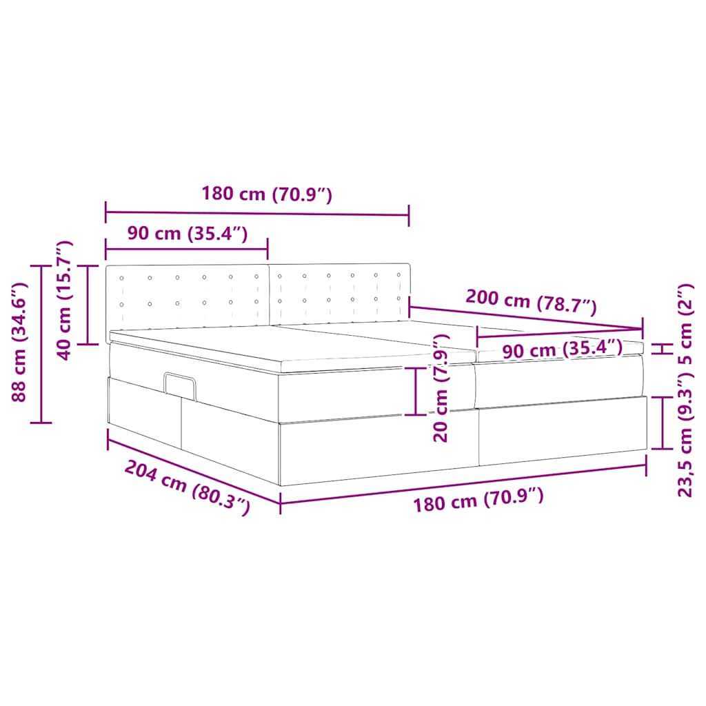 Krevet s prostorom za pohranu s LED-om Kapućino 180 x 200 cm