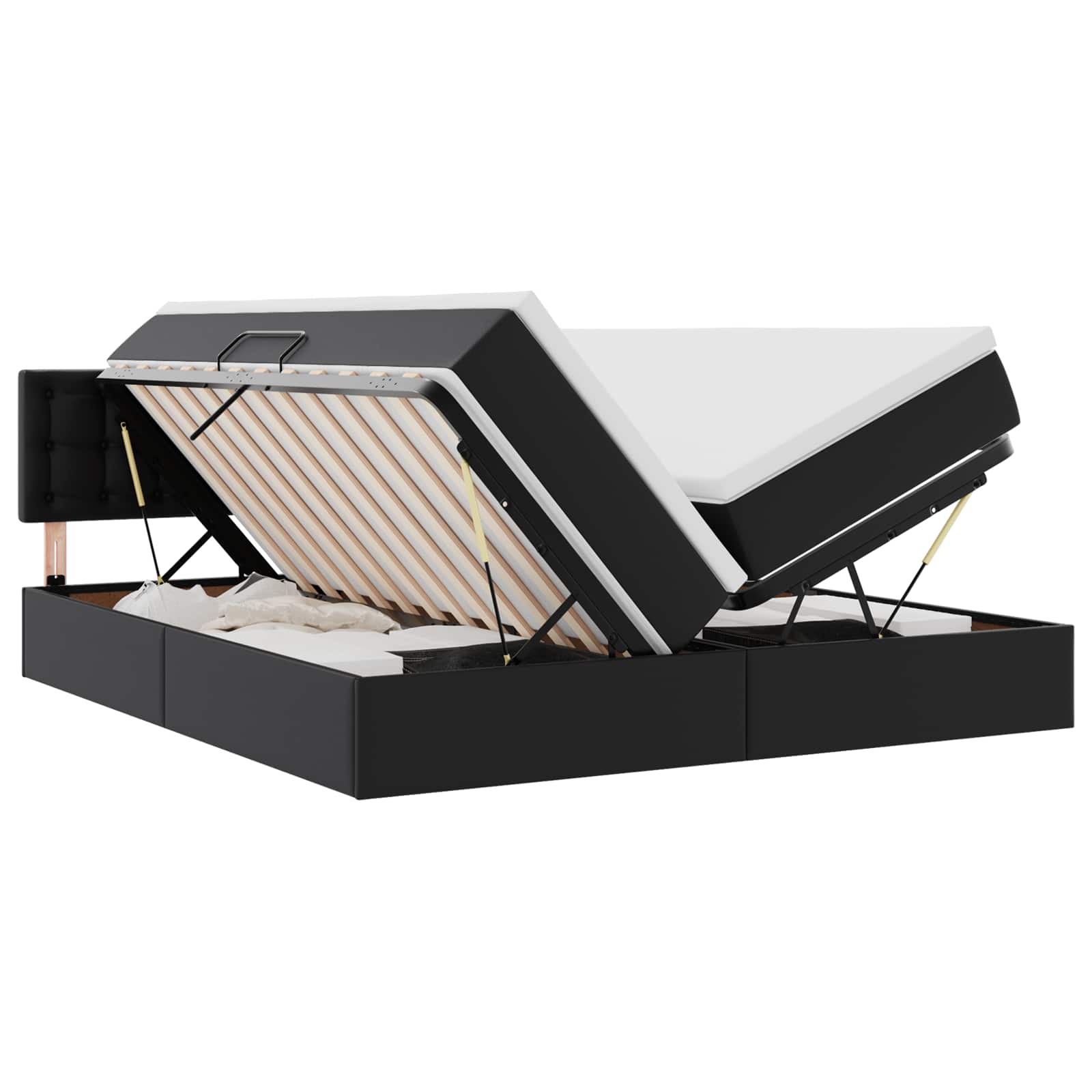 Krevet s prostorom za pohranu s LED-om Crna 200 x 200 cm