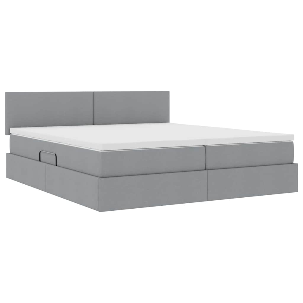 Krevet S LED lampica Svijetlo siva 180 x 200 cm tkanina