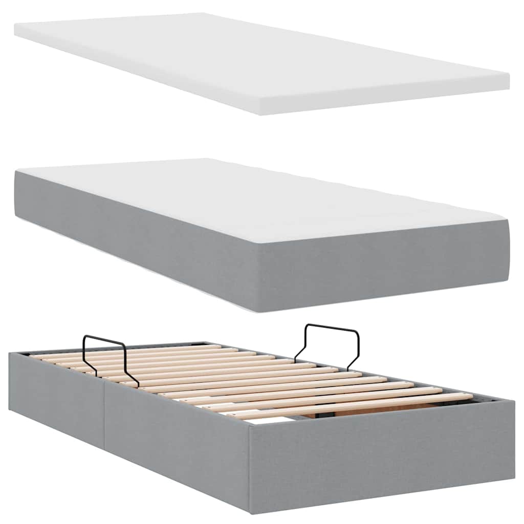 Krevet S LED lampica Svijetlo siva 180 x 200 cm tkanina