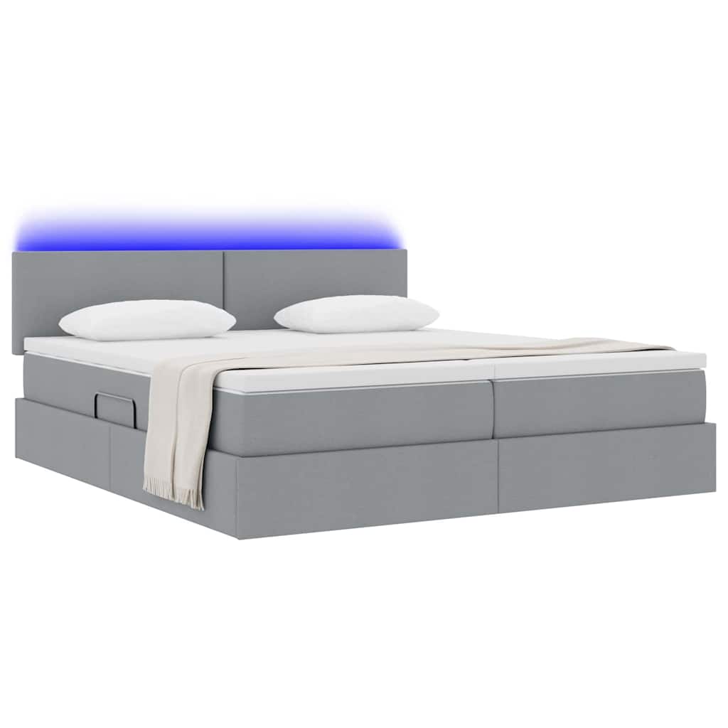Krevet S LED lampica Svijetlo siva 180 x 200 cm tkanina
